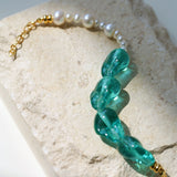 Green Glaze Baroque Spliced Pearl Necklace Earrings