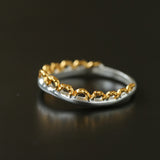 Two-Tone Scalloped Lace Fine Band Ring