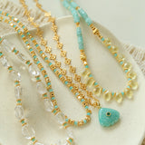Oceanic Treasure Pendant | Vintage Lace Chain & Carved Amazonite Shell
