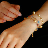 Italian Brushed Gold Bead & Swarovski Crystal Bracelet