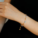 Italian Brushed Gold Bead & Swarovski Crystal Bracelet
