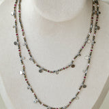 Hematite, Garnet & Freshwater Pearl Charm Long Necklace