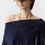 Matte Silver Key Pendant Necklace – Adjustable Black Cord Long Necklace