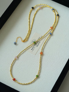 Bohemian Faceted Gold Bead Necklace – Colorful Gemstone or Pearl Style