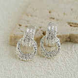 Molten Lava Texture Double-Hoop Drop Earrings