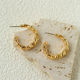 Crinkled Textured C-Hoop Earrings