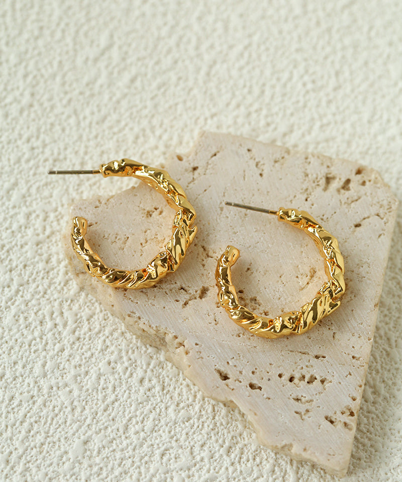 Crinkled Textured C-Hoop Earrings