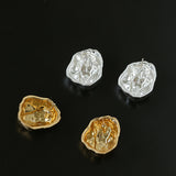 Minimalist Irregular Hammered Lava Stud Earrings