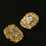 Molten Lava Texture Square Cubic Zirconia Stud Earrings