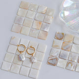 Square Baroque Pearl Drop Hoop Earrings