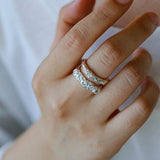 Textured Wrinkle Cubic Zirconia Open Ring