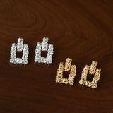 Crinkled Lava Geometric Square Stud Earrings | Textured Statement Jewelry