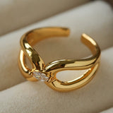 Minimalist Sleek Geometric Cubic Zirconia Open Ring