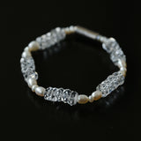 Minimalist Faceted Clear Quartz & Freshwater Pearl Beaded Bracelet