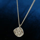 Vintage Floral Relief Geometric Cubic Zirconia Pendant Necklace