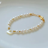 Mother-of-Pearl Initial Colorful Zircon Beaded Bracelet