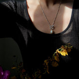 Minimalist Baroque Pearl Silver Chain Necklace - Style C