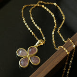 Natural Stone Four-Leaf Clover Necklace