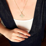 Natural Stone Four-Leaf Clover Necklace