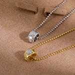 Gold and silver brushed floral cubic zirconia pendant necklaces
