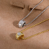 Gold and silver brushed floral cubic zirconia pendant necklaces