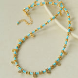 Soothing Blue Turquoise Tiny Flower Beaded Necklace