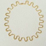 Flowing Wavy Lines U-Shaped Metal Layering Necklace