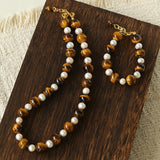 Tiger Eye & Freshwater Pearl Bracelet