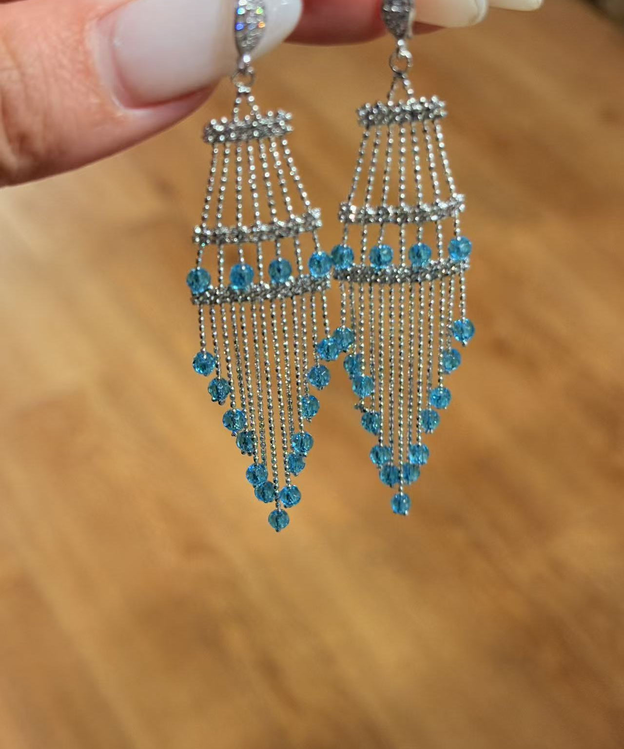 Italian Lace Crystal Tassel Earrings - Handcrafted S925 Sterling Silver  Baroque Chandelier Earrings