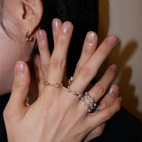 925 Silver Double Flower Ring Stacking Rings