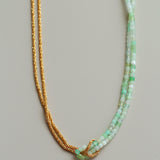 Designer Double Chain & Mixed Natural Stone Necklace