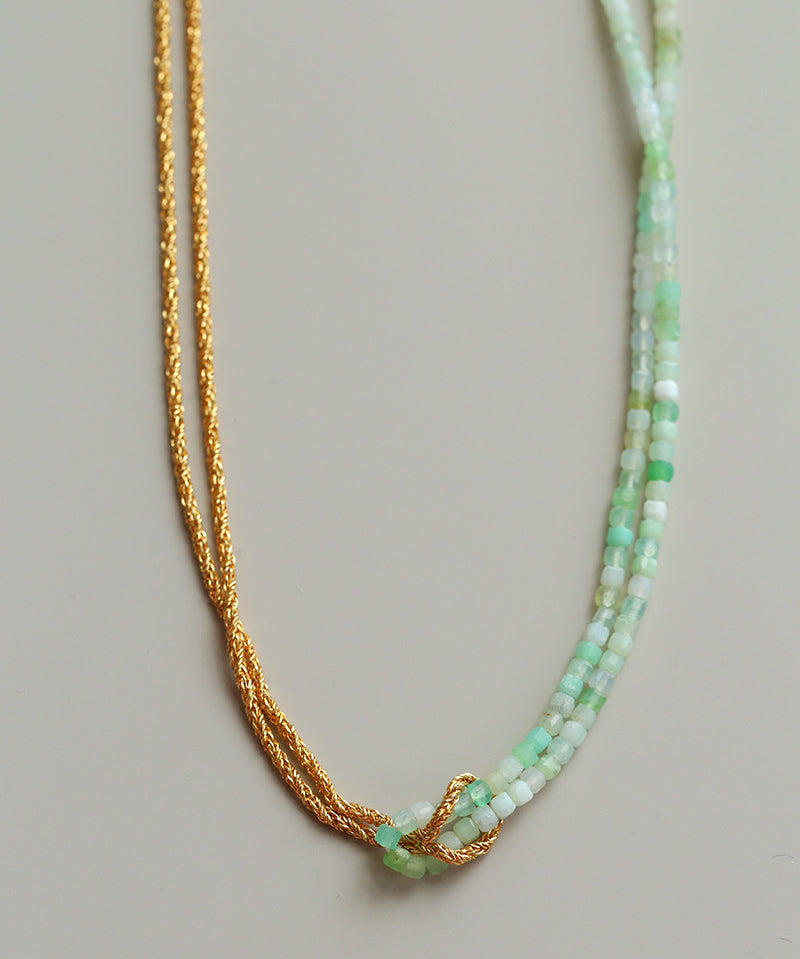 Designer Double Chain & Mixed Natural Stone Necklace