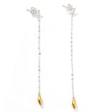 Teardrop Tassel Long Chain Drop Earrings - close-up detail 5 | Floysun