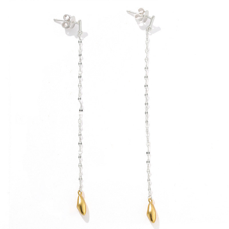 Teardrop Tassel Long Chain Drop Earrings - close-up detail 5 | Floysun