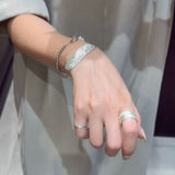 Embossed Feather Wide Open Bracelet