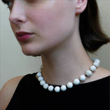 White turquoise & Black Agate Beaded Necklace