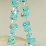 Blue Irregular Glass & Pearl Vacation Collarbone Necklace