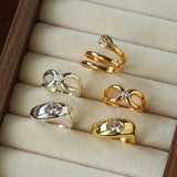 Minimalist Sleek Geometric Cubic Zirconia Open Ring