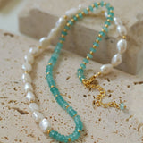 Colorful Natural Stone Pearl Stacked Beads Necklace