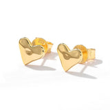 Minimalist 3D Heart Stud Earrings - Sleek 925 Sterling Silver Daily Studs