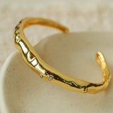 Irregular Liquid Hammered Cubic Zirconia Open Cuff Bracelet