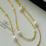 Bohemian Faceted Gold Bead Necklace – Colorful Gemstone or Pearl Style