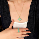 Natural Stone Four-Leaf Clover Necklace