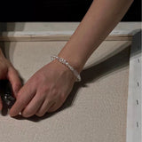 Minimalist Faceted Clear Quartz & Freshwater Pearl Beaded Bracelet