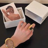 Art Design Rutilated Quartz Black Onyx Open Adjustable Ring