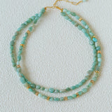 Niche Luxury Double Layer Natural Amazonite Beaded Necklace
