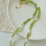 Handmade Natural Southern Jade & Peridot Pearl Necklace