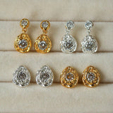 Lava Texture Inlaid Zircon Teardrop Stud Earrings