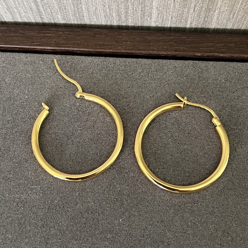 Nordic Minimalist 925 Sterling Silver Hoop Earrings
