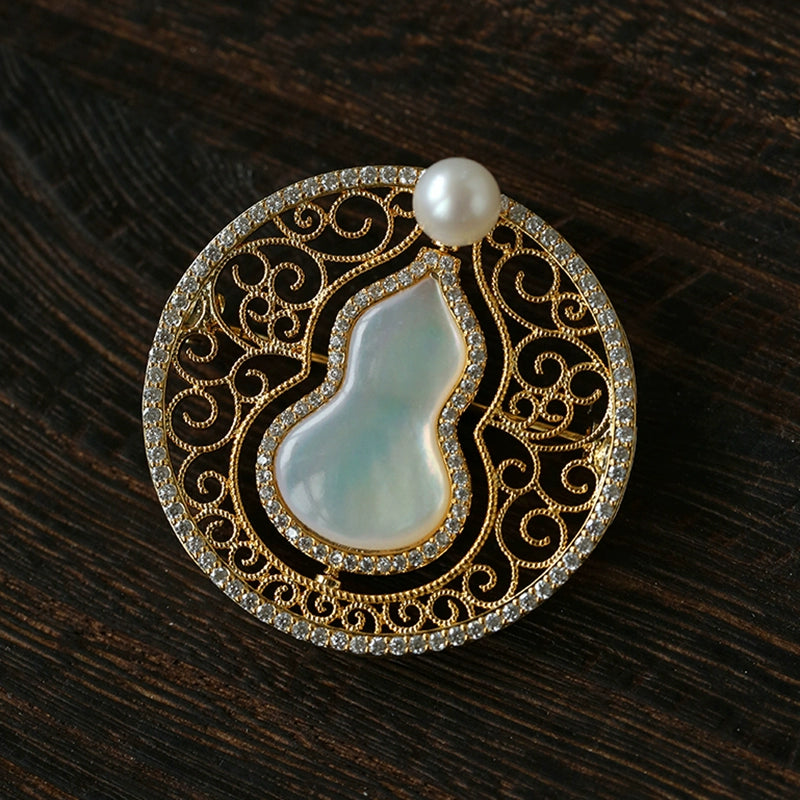 Luxury Pearl & Shell Brooch Collection | Vintage Floral, Butterfly & Gourd Pins